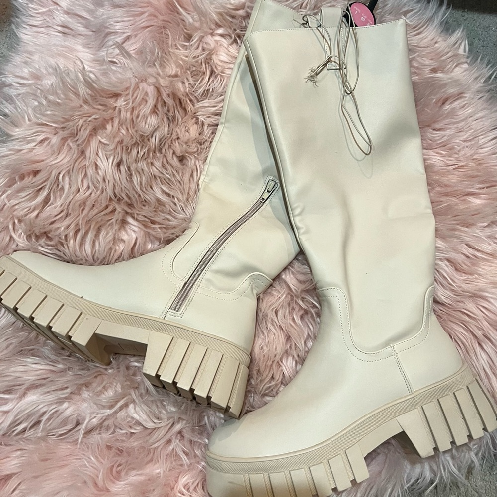 Primark Cream Knee-High Boots